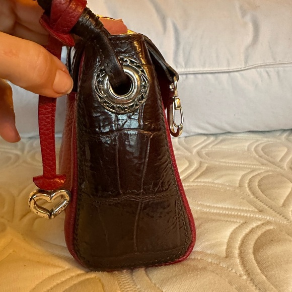 💋💋Brighton Pocketbook - Red & Brown Leather with Silver Hardware- Shoulderbag - Picture 5 of 14